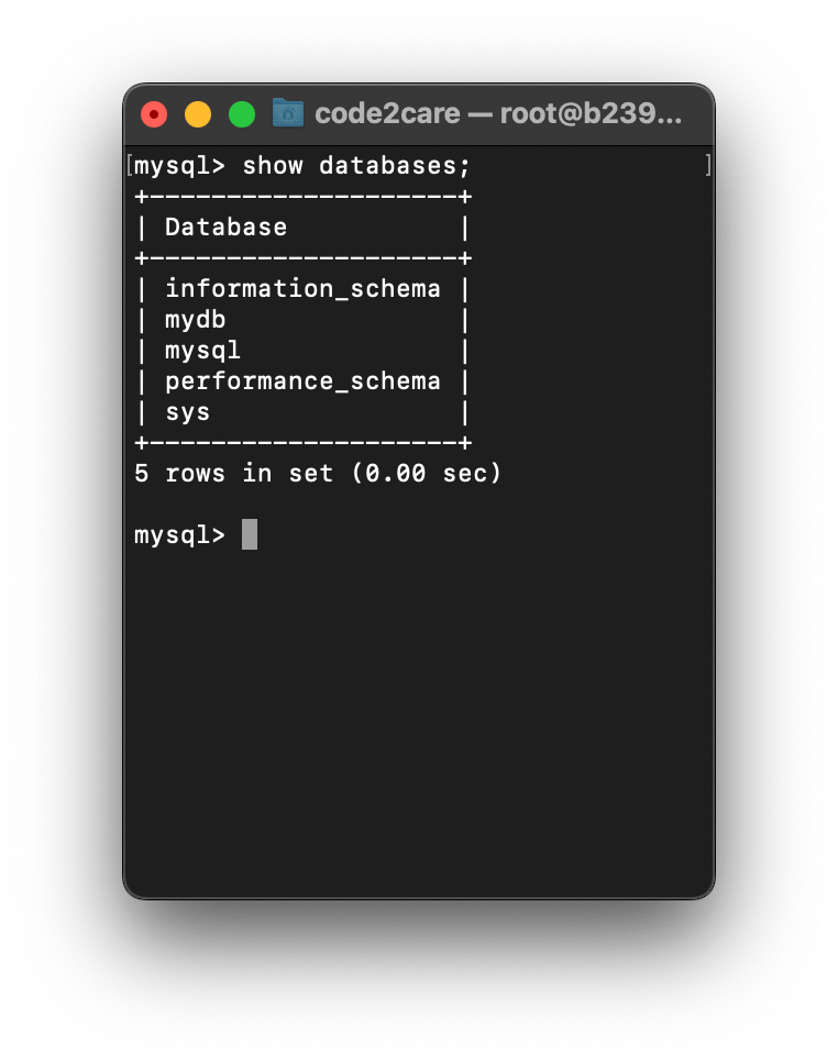 Display List of Databases in mysql Command Line